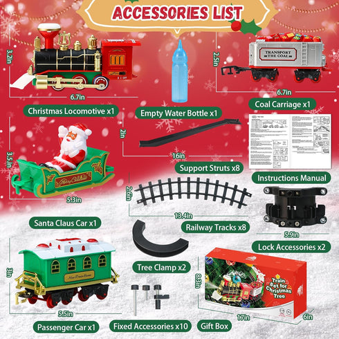 NEUBSAW Set 3 4 5 6 7 8+ Christmas Train - Hanging Train Toys Around Under The Christmas Tree w/Smoke, Whistle (Turn