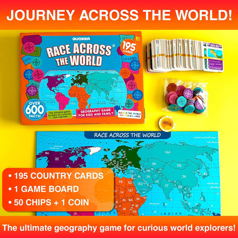 8-12 5-9 195 QUOKKA Board Games for Kids - Family Games for Kids and Adults - Journey Across the World Card Game Ages