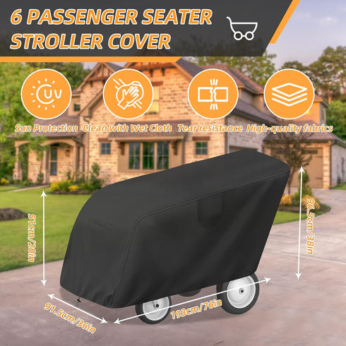 rubix cube 600D 6 Commercial Outdoor Buggy Tarp Cover, Heavy Duty Waterproof Passenger Seater Stroller Cover, UV