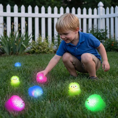 18 Pack Easter Eggs Fillers Light Up Chick Duck Puffer Balls Easter Eggs Filled Toys Easter Basket Stuffers Glow In The