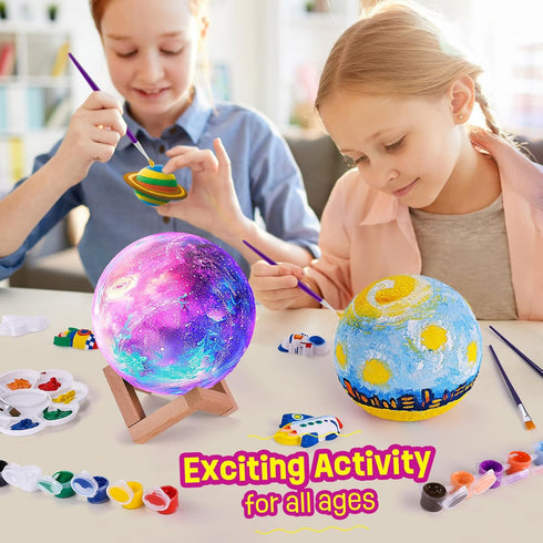 Paint Your Own Moon Lamp Kit, DIY 3D Space Moon Night Light, Art Supplies for Kids Ages 8-12, Birthday Gift