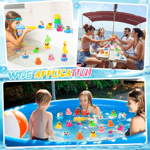 Honoson 24 Summer Summer (8 Pcs Beach Rubber Duckies Bulk Mini Rubber Duck Bath Toys Float Bathtub Ducky Cute Squeaky