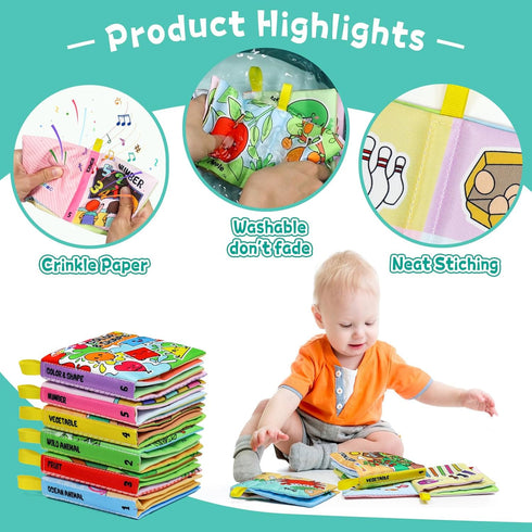 OKOOKO Soft Baby Books 6PCS, Washable Cloth Bath Books for Early Education Learning Toy for Newborns