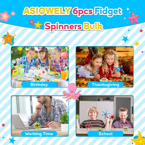 Adults,6 Transformable Fidget Spinner Toys for Kids and Pcs Sensory Toy for Boys Girl ADHD Stress Relief Toys,Fingertip