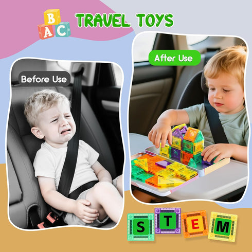 Windidi 47PCS 1-3 3-5 4-8, Magnetic Tiles Travel Toys, Mini Magnetic Letters Building Blocks With ABC Alphabet Iron