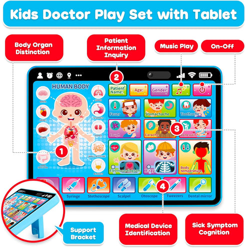Peacurh 3-5 Set 3 2-3 2-4 Doctor Kit for Toddlers Kids Doctors Play with Interactive Learning Tablet Toys for Year Old