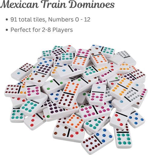 Set Premium Double Twelve Mexican Train Dominoes