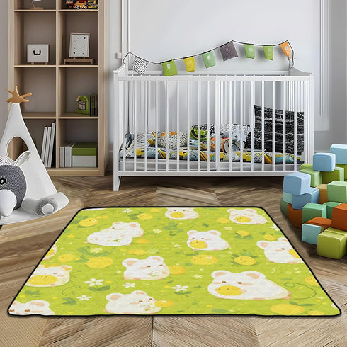 EtherSpher 1-Piecing 50'' 50''alfombras Cartoon Hamster Fluorescent Green Soft Padded Baby Girl Play mat for Indoor