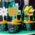 24pcs Science Theme Paper Cupcake Toppers, Mad Science Cake Decorations for Kids Astronomy Biology Chemistry Birthday