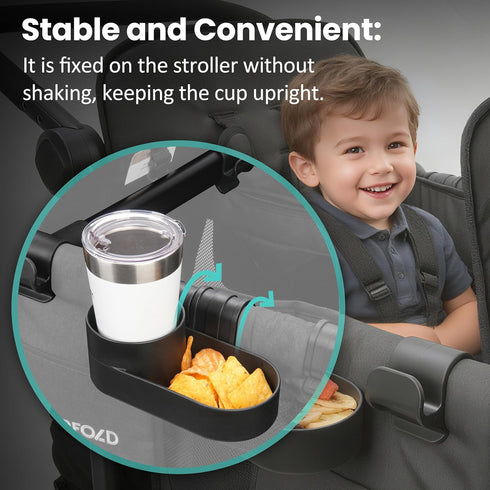 W2 4 (2 4 (2-Pack) Wonderfold Wagon Snack Tray with Spill-Proof Cup Holders - Compatible with WONDERFOLD & Elite