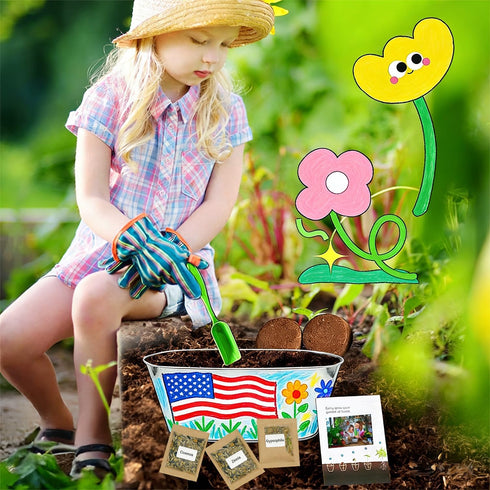 IELEK 4 5 6 7 8 9 10 11 12 Paint & Plant Kids Gardening Kit Arts and Crafts Toys - Toddler Gardening Kits Birthday
