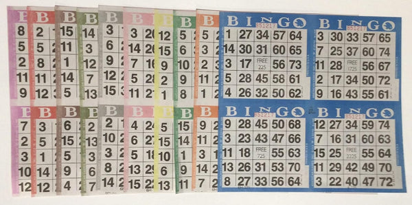 Bingo Paper Game Cards - 4 cards, 10 sheets, 50 books - 8 Inch Square Disposable Sheet