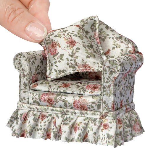 Set 1/12 2 iLAND Dollhouse Furniture of Miniature Couch The Great Doll House Furniture for Accessories, Elegant Rose