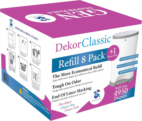 Pack of 8 +1 More Diaper Refill Liners Refills Compatible with DEKOR