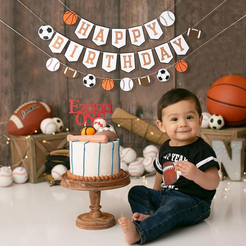Birthday Sports Theme Banner Garland - High Chair Decoration for Party Celebrations
