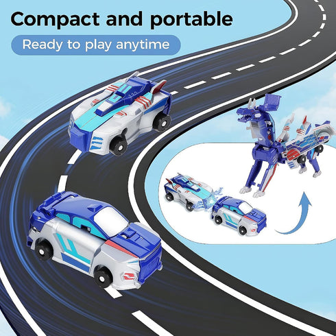 2-in-1 2 Collision Transforming Dinosaur Car Toy, Magnetic Cars Transform into Dinosaur Toys for Kids Toddler,Fun