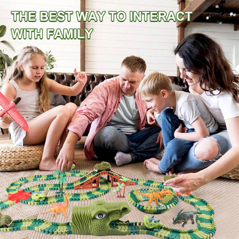 GIAT Dinosaur Track Toys, Best Birthday Gifts for 3-7 Year Olds, Dinosaur Race Car Track with Light & Sound