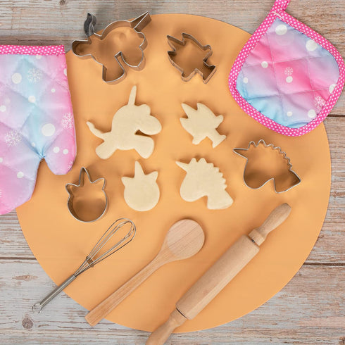 Sets, 11Pcs 3 4 5 6 7 8 Vanmor Unicorn Kids Cooking and Baking Kids Aprons for Girls, Kids Chef Hat and Pink Apron