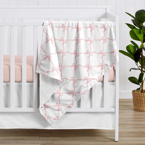 30x36in Sweet Jojo Designs Soft Baby Blanket (Pink Bows) for Girls, Infant, Newborns, Toddler - Stroller Swaddle