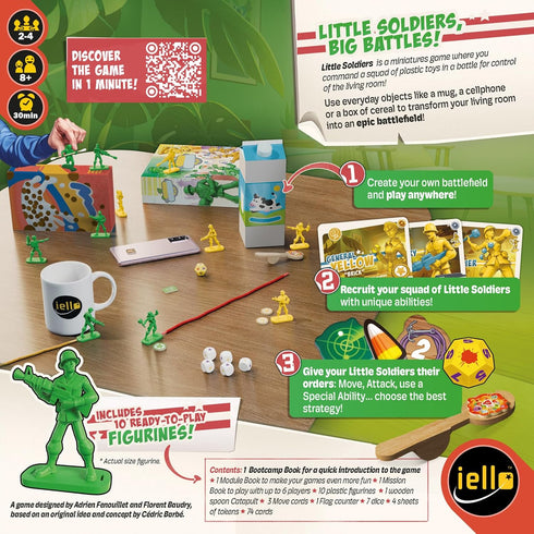 30 2 4 8+ IELLO: Little Soldiers, Strategy Board Game, Take Control of The Playroom, Minute Play Time, to Players