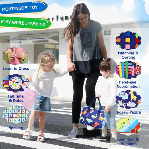 Esjay Toddler Busy Board Montessori Toys for Boys, Sensory Book Educational Activities for Learning Fine Motor Skills