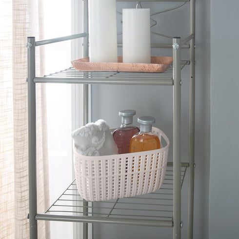 Simplify 2 Tone Sailor Knot Plastic Storage Tote, Decorative Basket for Closet Organization and De-cluttering