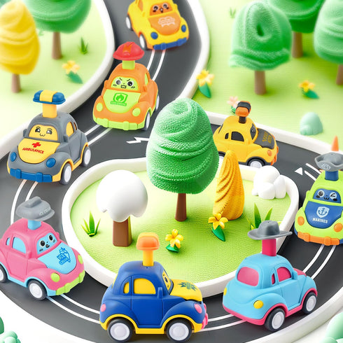 soi-meme 8 Pack Toddlers1 2 3 Set 1-3, 18 Press and Go Car Toys for Year Old,Infant Play Vehicle Toys for Baby Car Toys