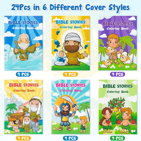 24Pcs Zainpe Christian Bible Stories Coloring Books for Kids Bible Study Easter Theme DIY Art Drawing Book Jesus Noah's