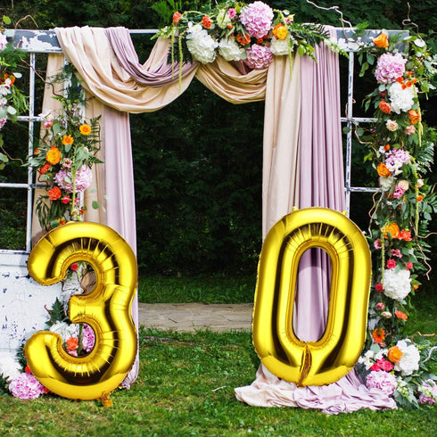Gejoy 40 Inch Number 30 Balloons - Jumbo Foil Giant Balloons for 30th Birthday Party Decorations (Gold)