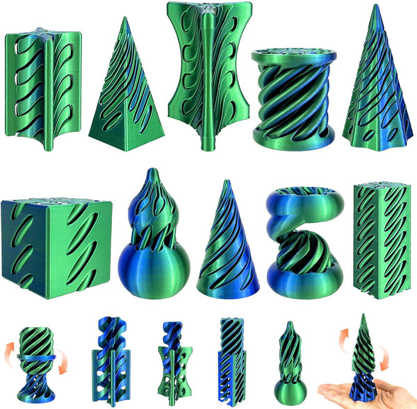 10 Pack 3D Printed Spiral Fidget Toys Set Impossible Magic Passthrough Stress