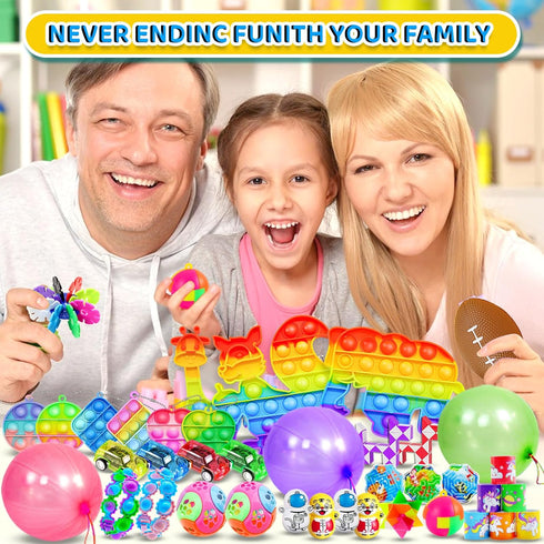Erosbon 135pcs 3-5 4-8-12, Party Favors for Kids Fidget Toys Easter Eggs Fillers Birthday Gift Treasure Box Toy Prizes