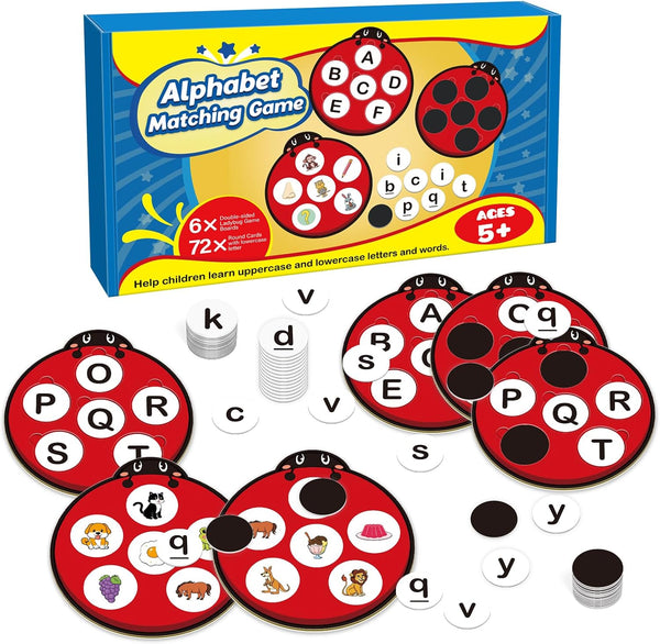 Alphabet Bingo Games for Kids - Animal Bingo, ABC Flash Cards, Letter Matching Board Games for Ages 3-6