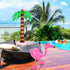 meekoo 6 Pieces Jumbo Inflatable Palm Trees, Coconut Trees, Pink Flamingos, Colorful Beach Balls for Hawaii Luau Party