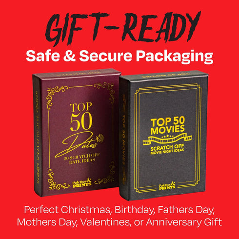 Premium Top 50 Horror Movies Scratch Off Cards - Gifts for Movie Night & Horror Lovers