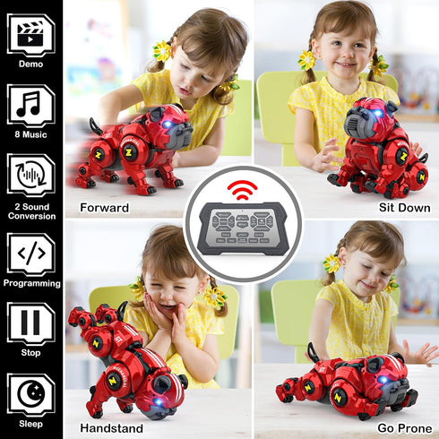 5 6 7 8 9 10+ Lterfear Robot Dog for Kids, Remote Control Robot Rechargeable Programing Stunt Robo Dog with Sing