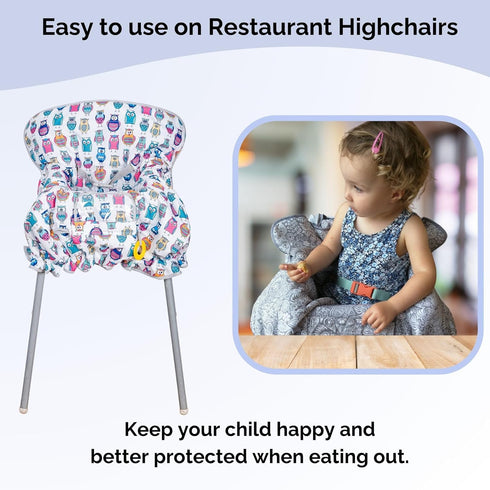 Owls Shopping Cart & High Chair Cover with Bolster Pillow