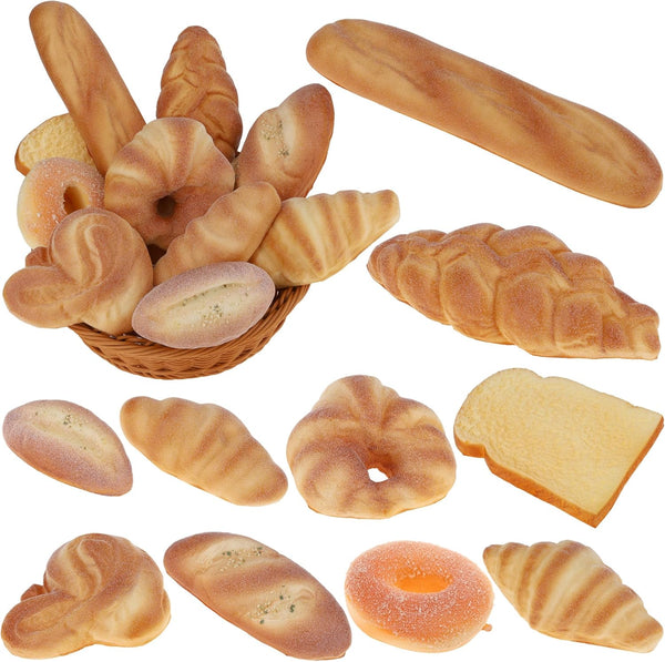 Gresorth 10 PCS Fake Bread Set Artificial Loaf Decoration Lifelike Croissant Donut