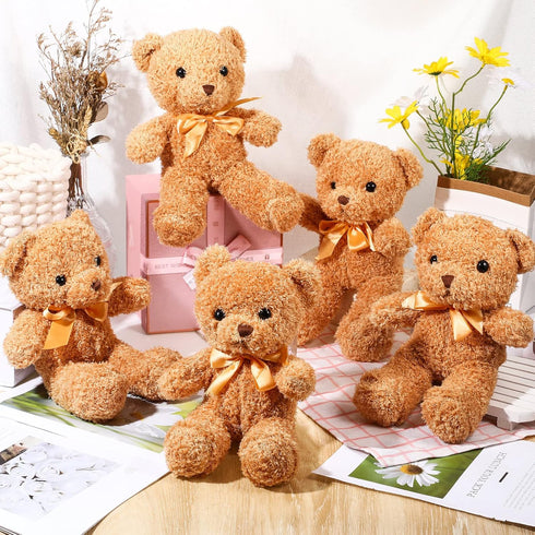 HyDren 12 Pack 12 Inch Bear Stuffed Animal, Cute Plush Bears with Ribbon Bow Ties for Baby Shower