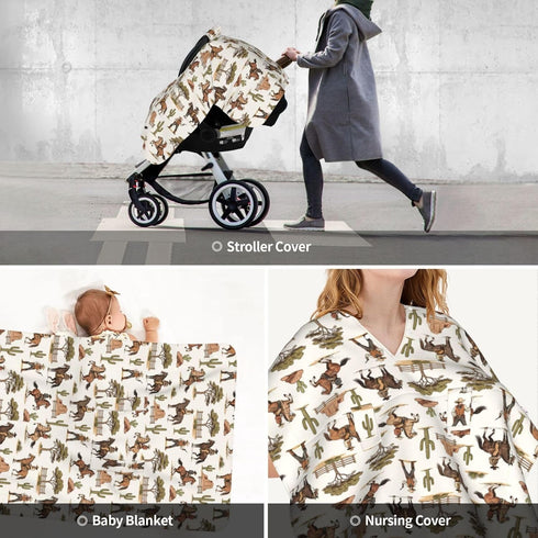Yobvec Western Baby Car Seat Canopy Cover Multi Use Nursing Cover for Mom Nursing Covers Newborn Western Shower Gift