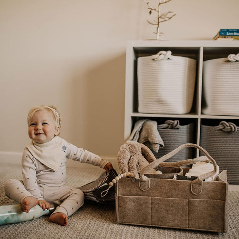 Parker Baby Diaper Caddy - Large Nursery Storage Bin and Car Organizer for Diapers and Wipes