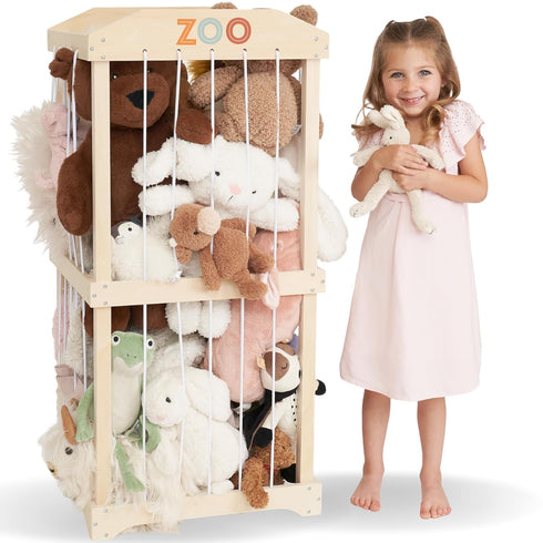 Wooden Stuffed Animal Storage for Kids Large Toy Storage Organizer & Holder