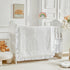 3 Set Pieces Tufted Crib Bedding with Ruffle Fringe, White Ruffled Comforter with Fitted Sheet and Bed Skirt , Soft