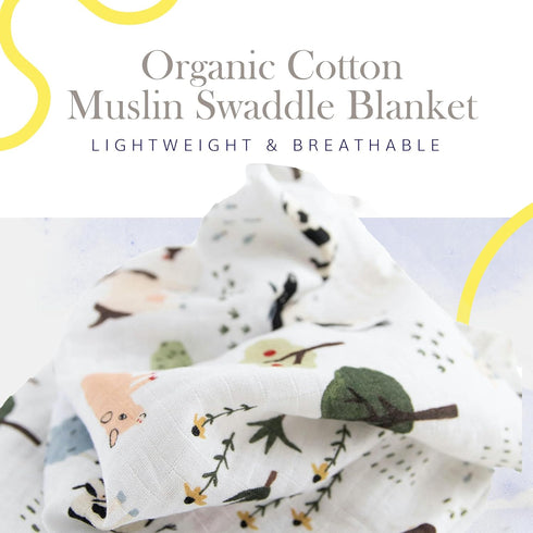 100% 44" 44" RED ROVR Organic Cotton Muslin Swaddle | Newborn Receiving Blanket | Baby Wrap | Boy, Girl, Unisex | Soft