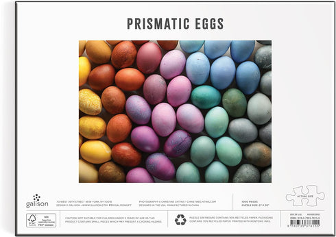 Galison Prismatic Dyed Easter Eggs 1000 Piece Puzzle with Bright and Bold Artwork of Eggs Arranged by Color