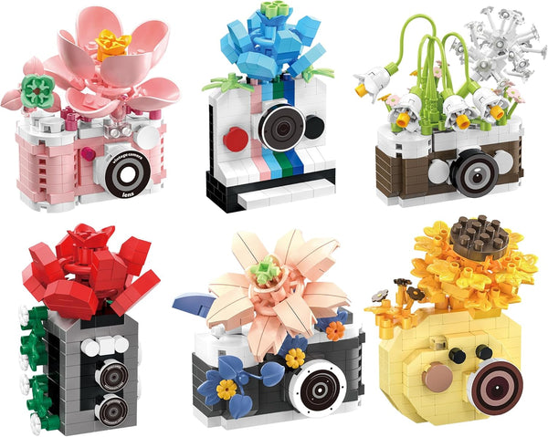 Gearblox 6 Set Mini Flower Cameras Micro Bricks Building Toy Set Collectible Cute