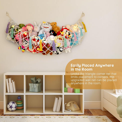 Stuffed Animal Net or Hammock, Large Storage Macrame Toy Hammock for Plushies, Boho Kids Room Decor