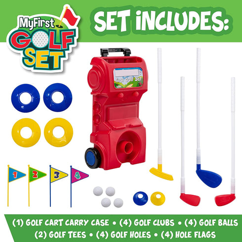 Franklin Sports Kids Toy Golf Set, MyFirst Plastic Golf Clubs + Balls Set for Kids with Carry Case and Balls
