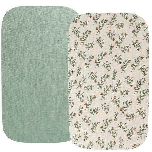Fadacudan Muslin Bassinet Sheet Compatible with Graco Travel Lite, Fodoss, Cloud Baby, Yacul,