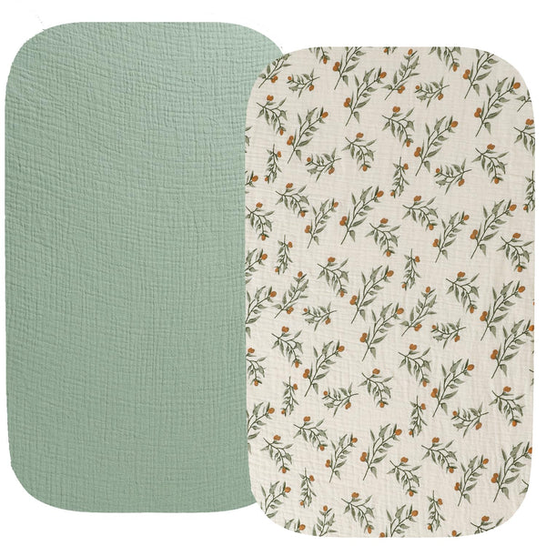 Fadacudan Muslin Bassinet Sheet Compatible with Graco Travel Lite, Fodoss, Cloud Baby, Yacul,