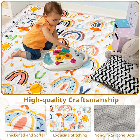 Mfmiudole 71"59" Tummy Baby Gyms Playmats for Playpen, Boho Rainbow Play Mat for Playpen Playyards Thicken Soft Padding